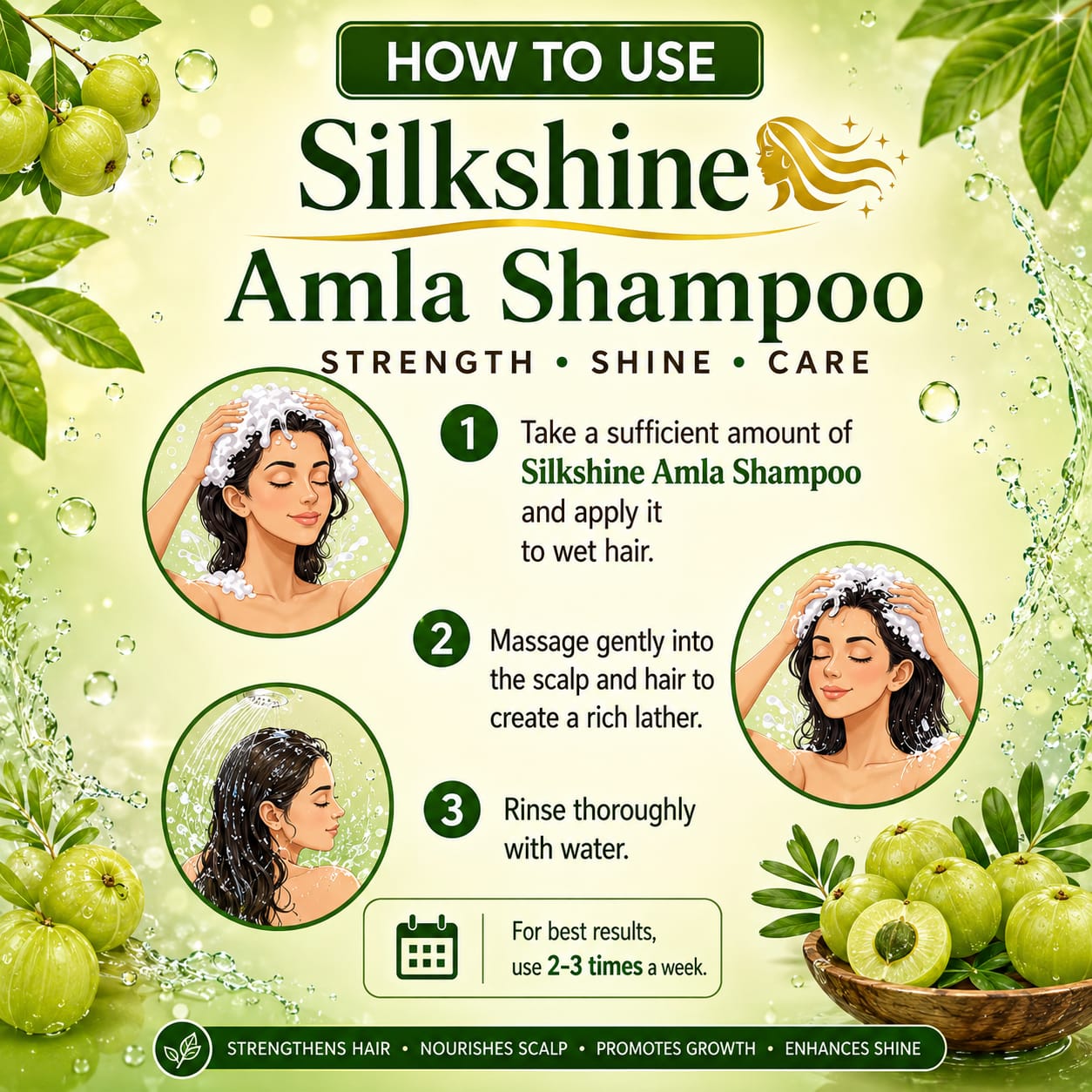 Silkshine Amla Family Pack Combo | 500ml + Free 100ml Herbal Shampoo