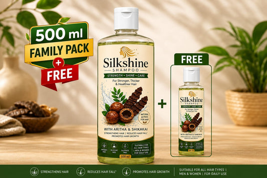 Silkshine Aritha & Shikakai Family Pack Combo | 500ml + Free 100ml Herbal Shampoo