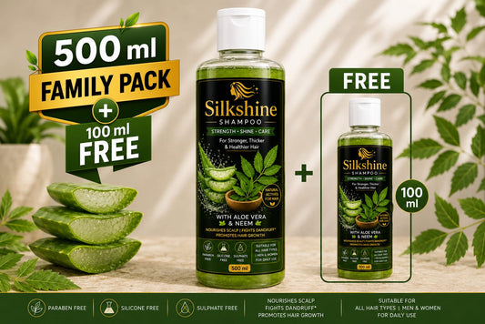 Silkshine Aloe Vera & Neem Family Pack Combo | 500ml + 100ml Free Herbal Shampoo