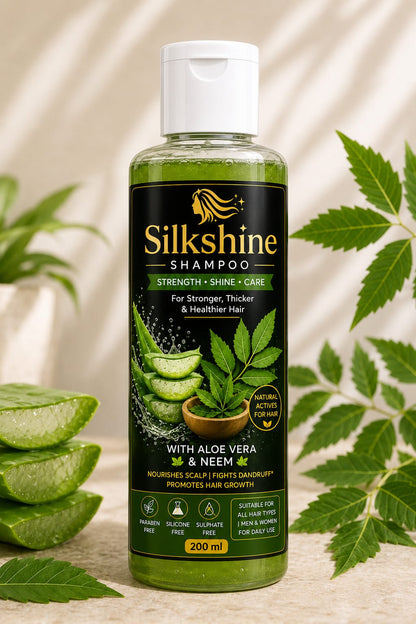 Silkshine Aloe Vera & Neem Shampoo (200ml) | Anti-Dandruff & Scalp Care