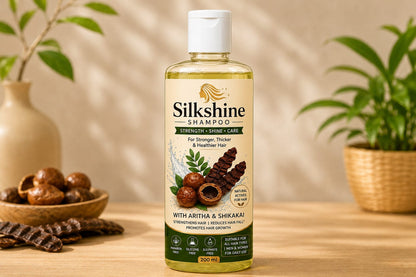 Silkshine Aritha & Shikakai Herbal Shampoo | Hair Fall Control & Deep Cleansing (200ml)