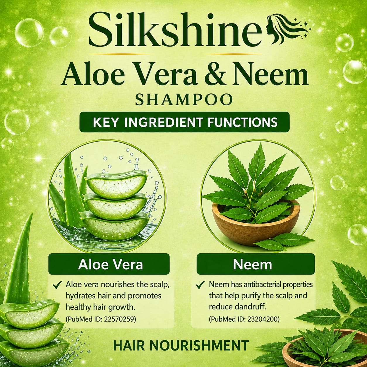 Silkshine Aloe Vera & Neem Herbal Shampoo | Anti-Dandruff & Hair Growth Care (100ml)
