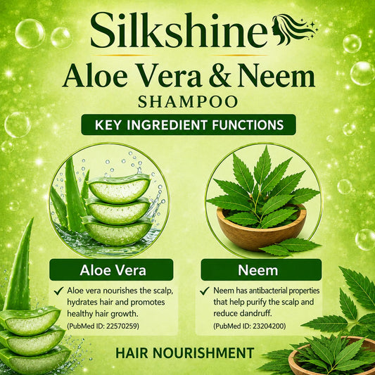 Silkshine Aloe Vera & Neem Family Pack Combo | 500ml + 100ml Free Herbal Shampoo