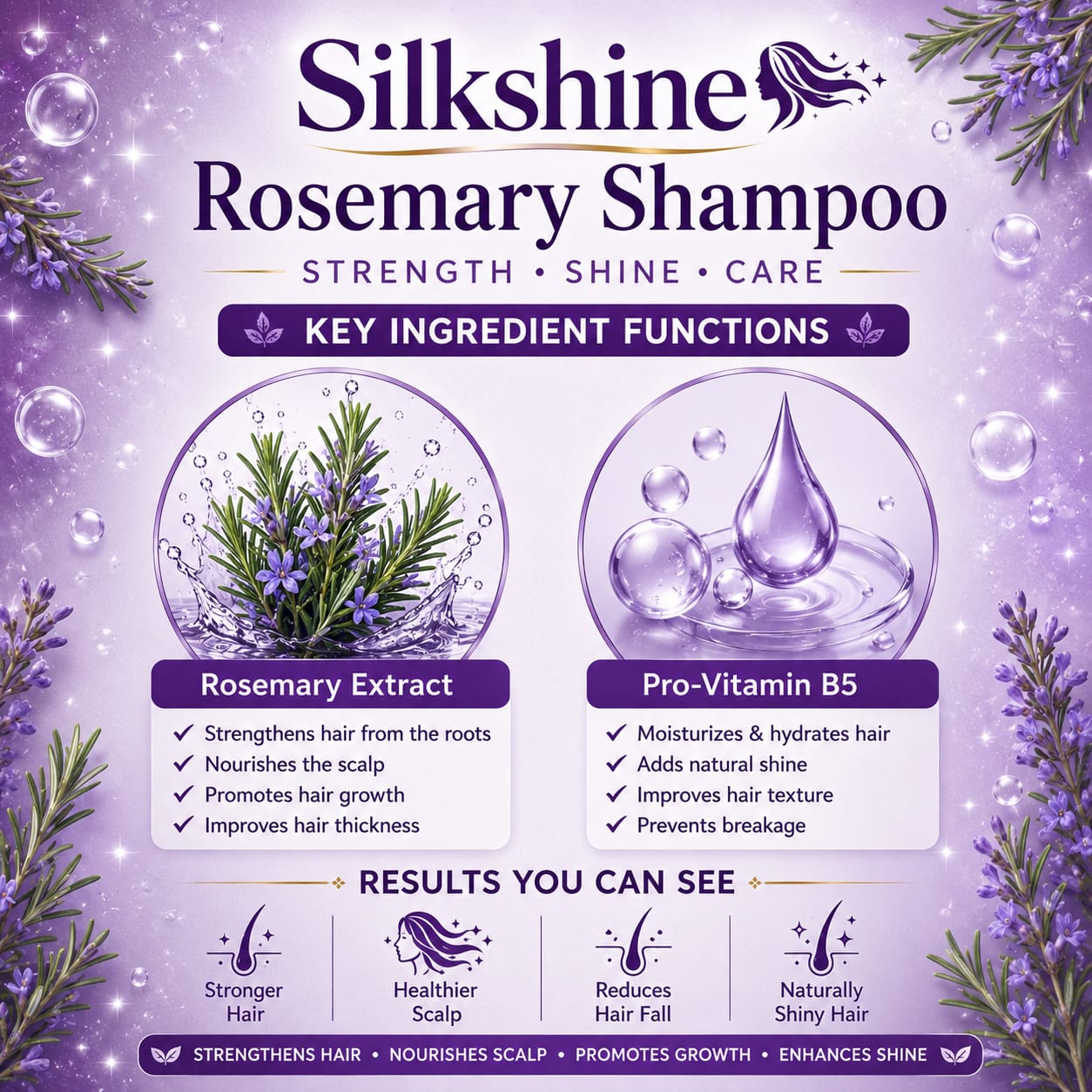 Silkshine Rosemary Herbal Shampoo | Anti-Dandruff & Hair Growth Care (100ml)