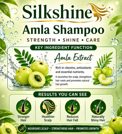 Silkshine Amla Family Pack Combo | 500ml + Free 100ml Herbal Shampoo