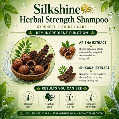 Silkshine Aritha & Shikakai Herbal Shampoo | Hair Fall Control & Deep Cleansing (200ml)